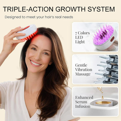 7 in 1 Red Light Hair Brush Comb Vibrating Electric Red Light Scalp Massager with Oil Applicator Hair Care Hair Growth Head Spa
