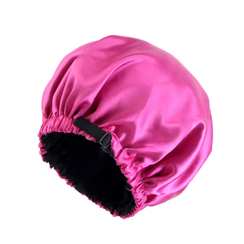 Satin Bonnet for Sleeping Adjustable Silk Bonnet for Curly Hair Bonnets Double Layer Large Satin Lined Sleep Cap for Women