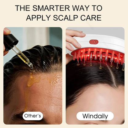 7 in 1 Red Light Hair Brush Comb Vibrating Electric Red Light Scalp Massager with Oil Applicator Hair Care Hair Growth Head Spa