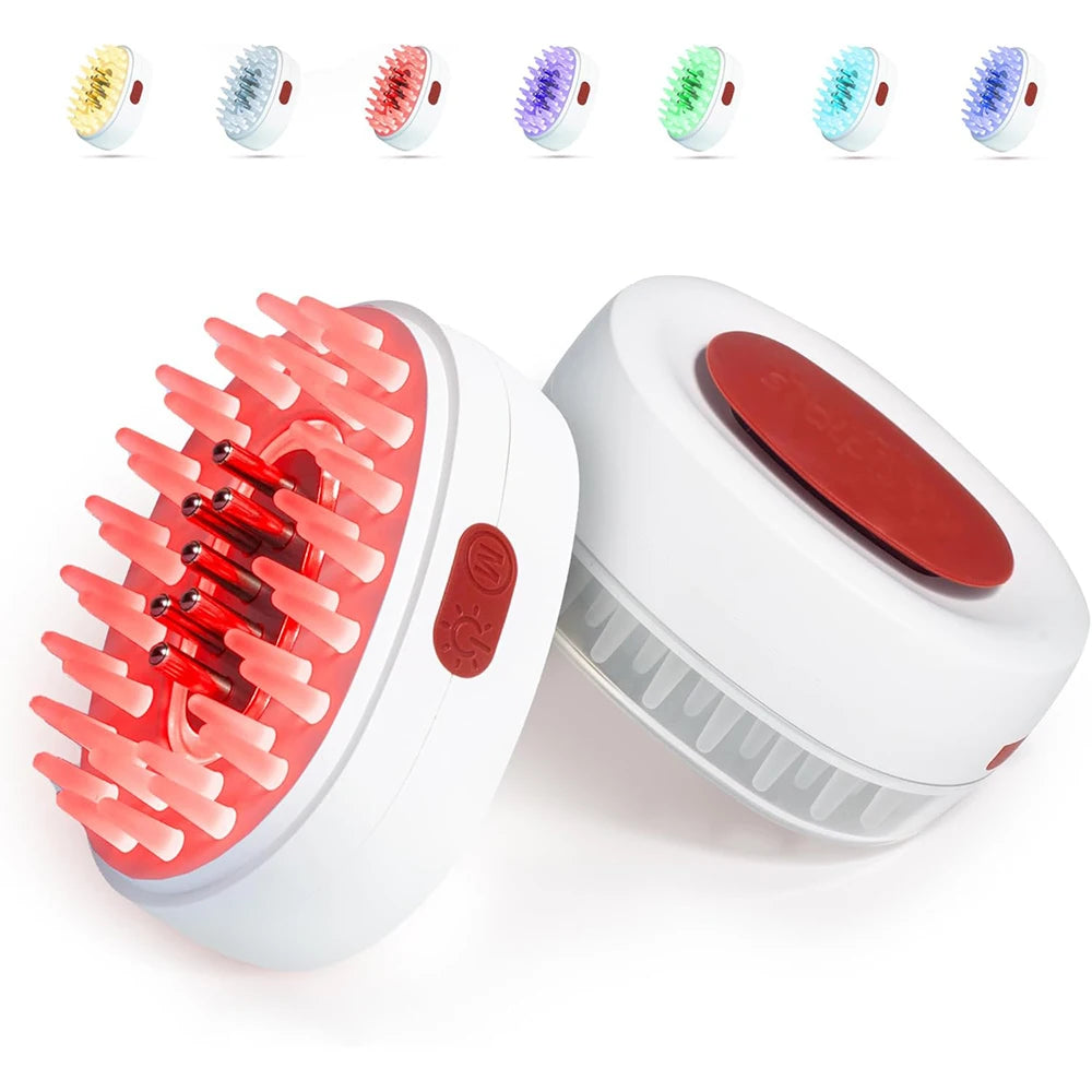 7 in 1 Red Light Hair Brush Comb Vibrating Electric Red Light Scalp Massager with Oil Applicator Hair Care Hair Growth Head Spa